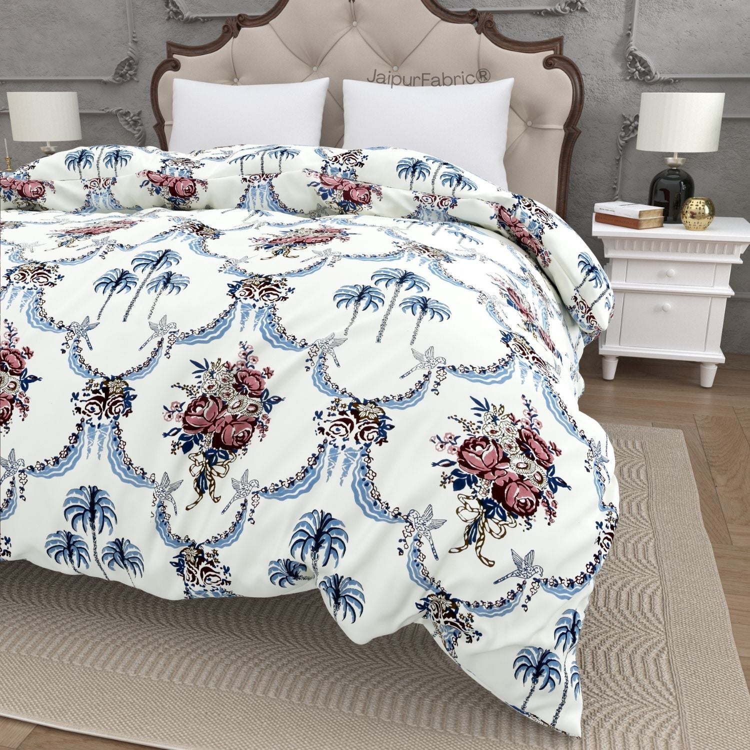 Blue Pottery Timeless Imprints 100% Cotton Block Printed Urban Jaipur Double Bed Quilt