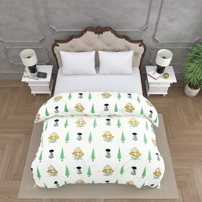 Vintage Flora Hand Block 100% Cotton Premium Double Bed Comforter