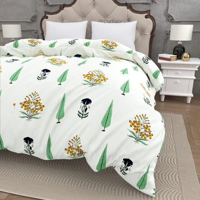 Vintage Flora Hand Block 100% Cotton Premium Double Bed Quilt