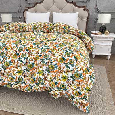 Multicolor Soft Floral Print Double Bed Reversible Quilt Comforter