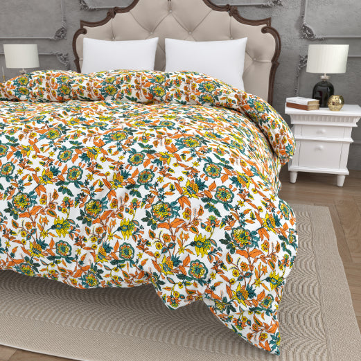 Multicolor Soft Floral Print Double Bed Reversible Quilt Comforter