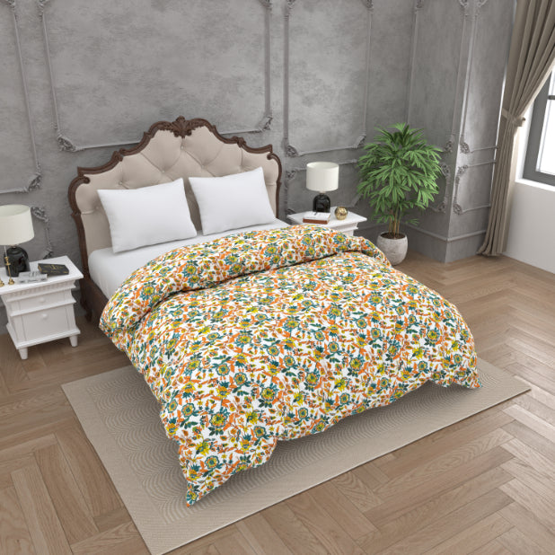 Multicolor Soft Floral Print Double Bed Reversible Quilt Comforter