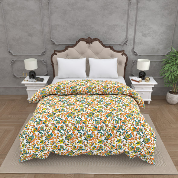 Multicolor Soft Floral Print Double Bed Reversible Quilt Comforter