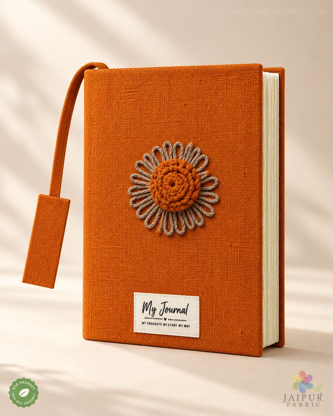 Terracotta Bloom Journal – Handcrafted Upcycled Fabric Diary