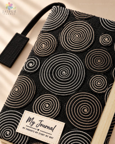 Black Spiral Journal – Handcrafted Upcycled Fabric Diary