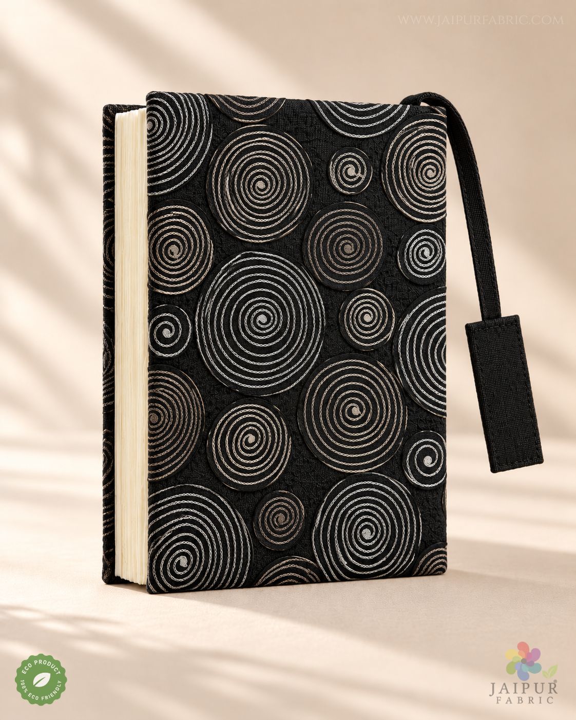 Black Spiral Journal – Handcrafted Upcycled Fabric Diary