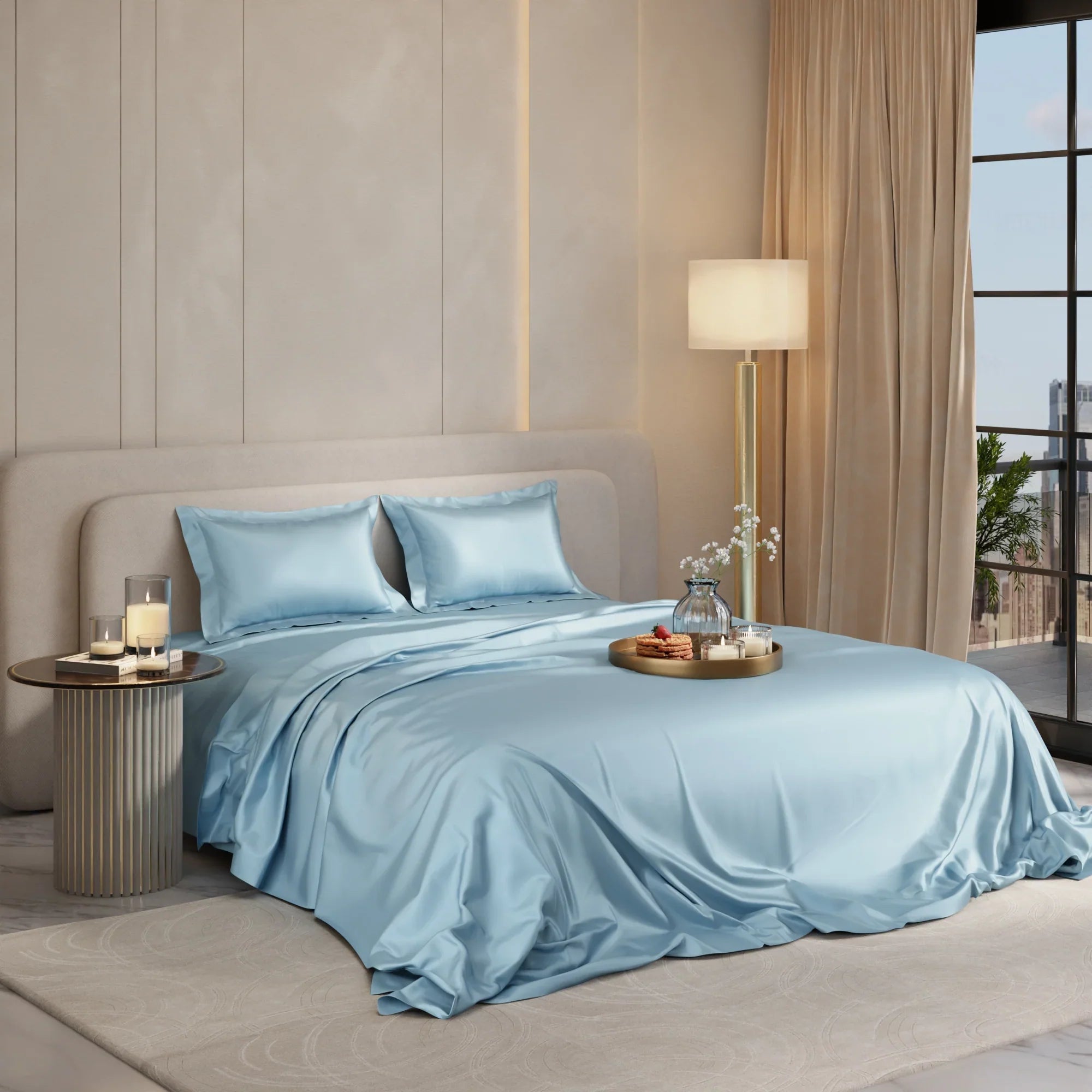 Dreamy Blue Flat Bedsheet Set