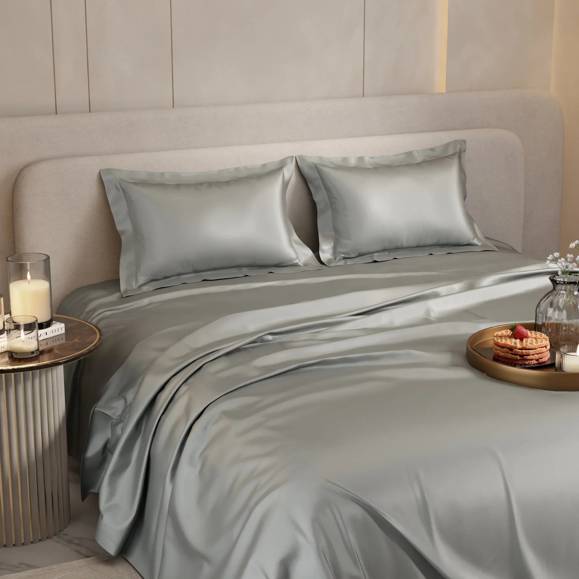Harbour Mist Grey Flat Bedsheet Set