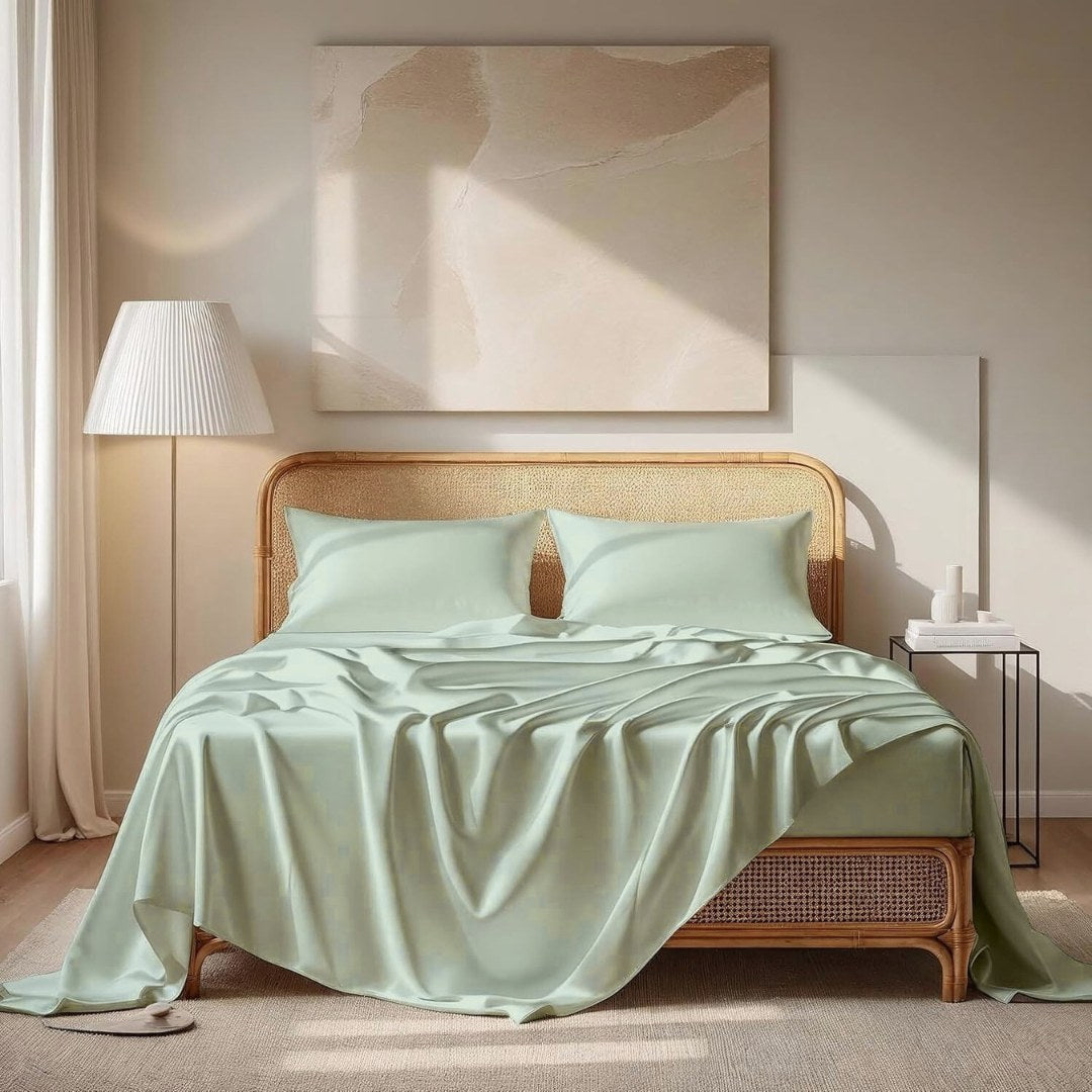 Avadh Mint Flat Silk Double Bedsheet