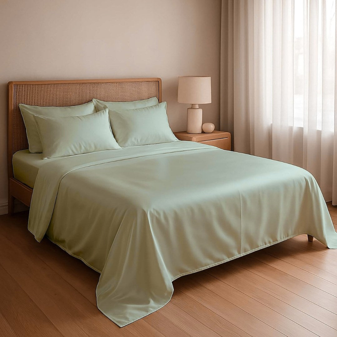 Avadh Mint Flat Silk Double Bedsheet