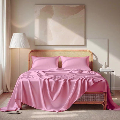 Jaipur Rose Flat Silk Double Bedsheet