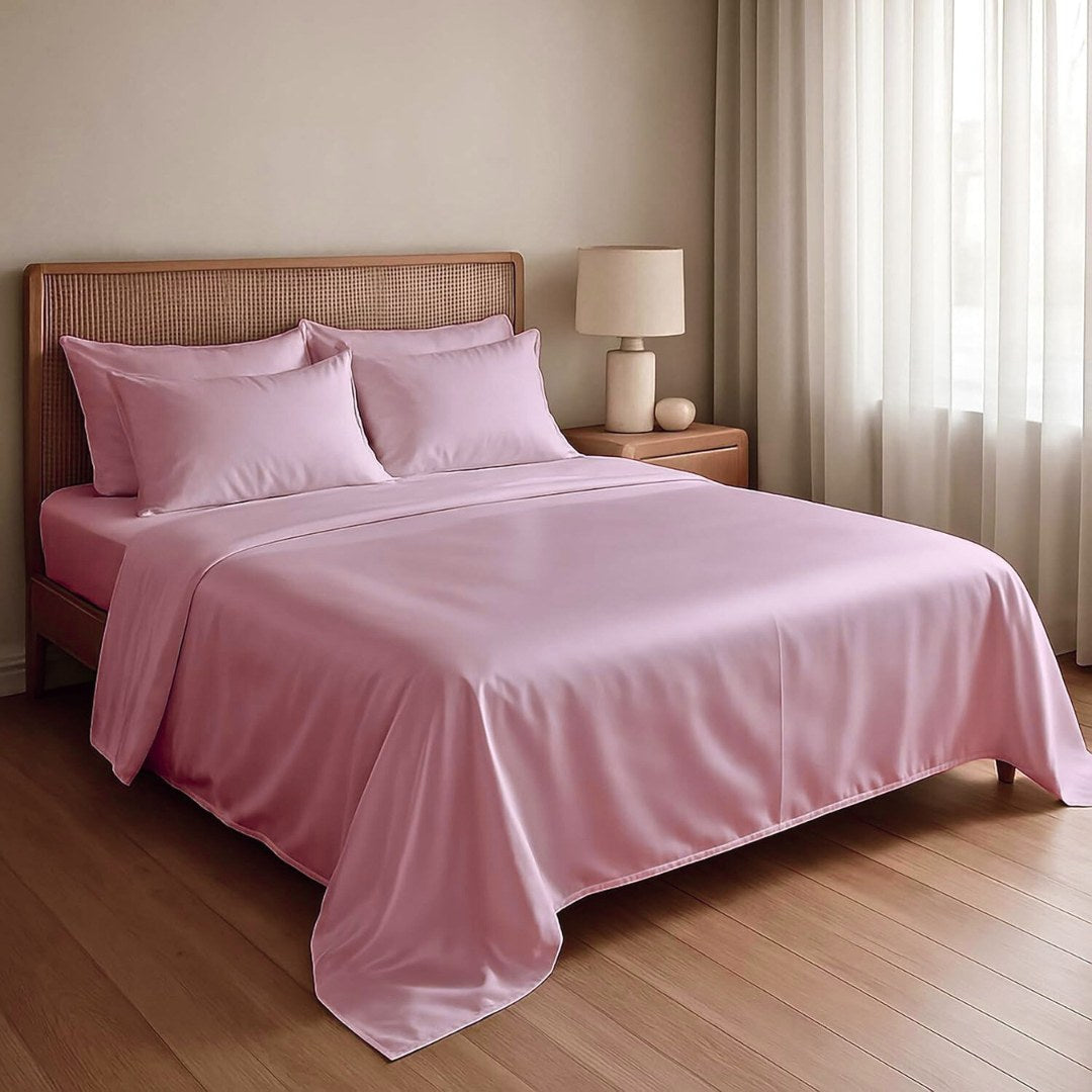 Jaipur Rose Flat Silk Double Bedsheet