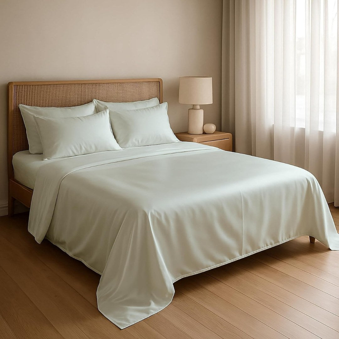 Echo Mint Flat Silk Double Bedsheet