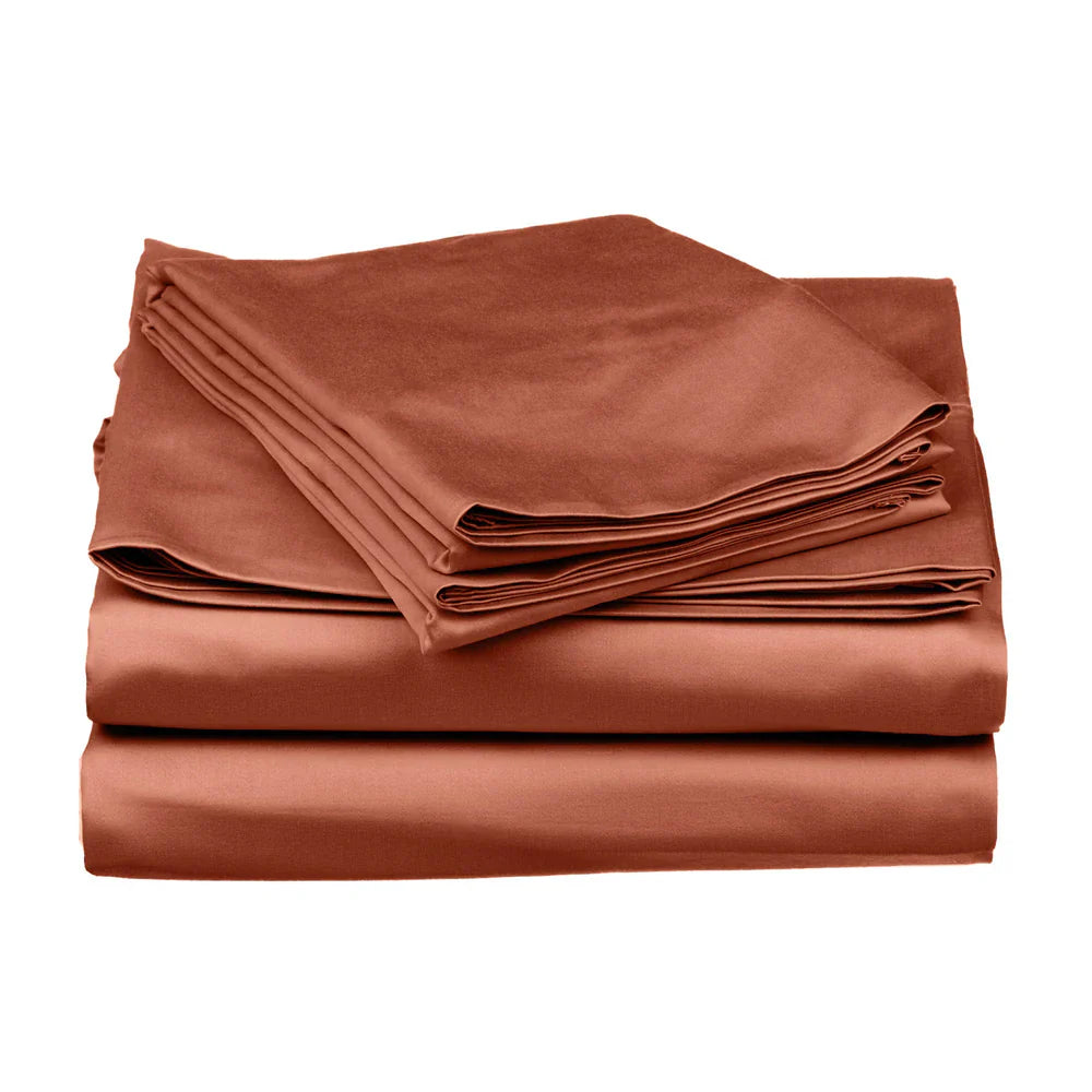 Terra Copper Flat Silk Double Bedsheet