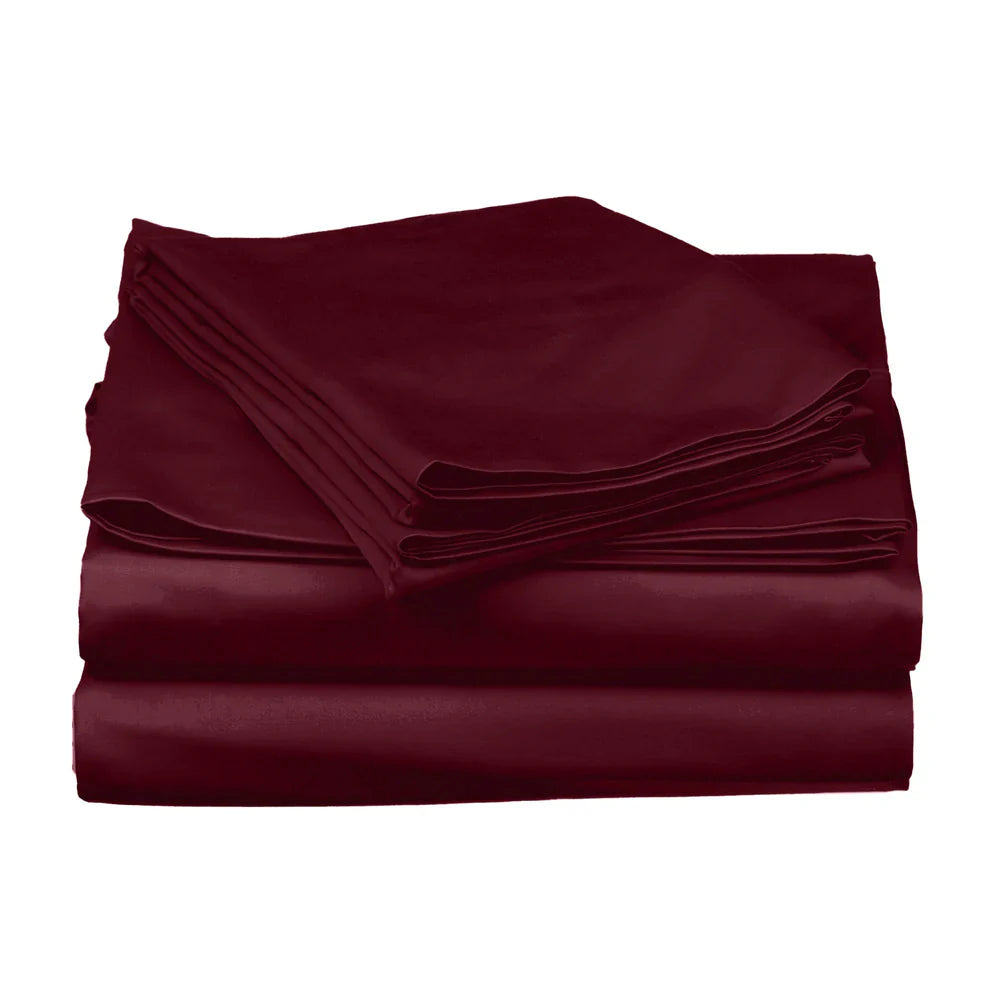 Caspian Wine Flat Silk Double Bedsheet