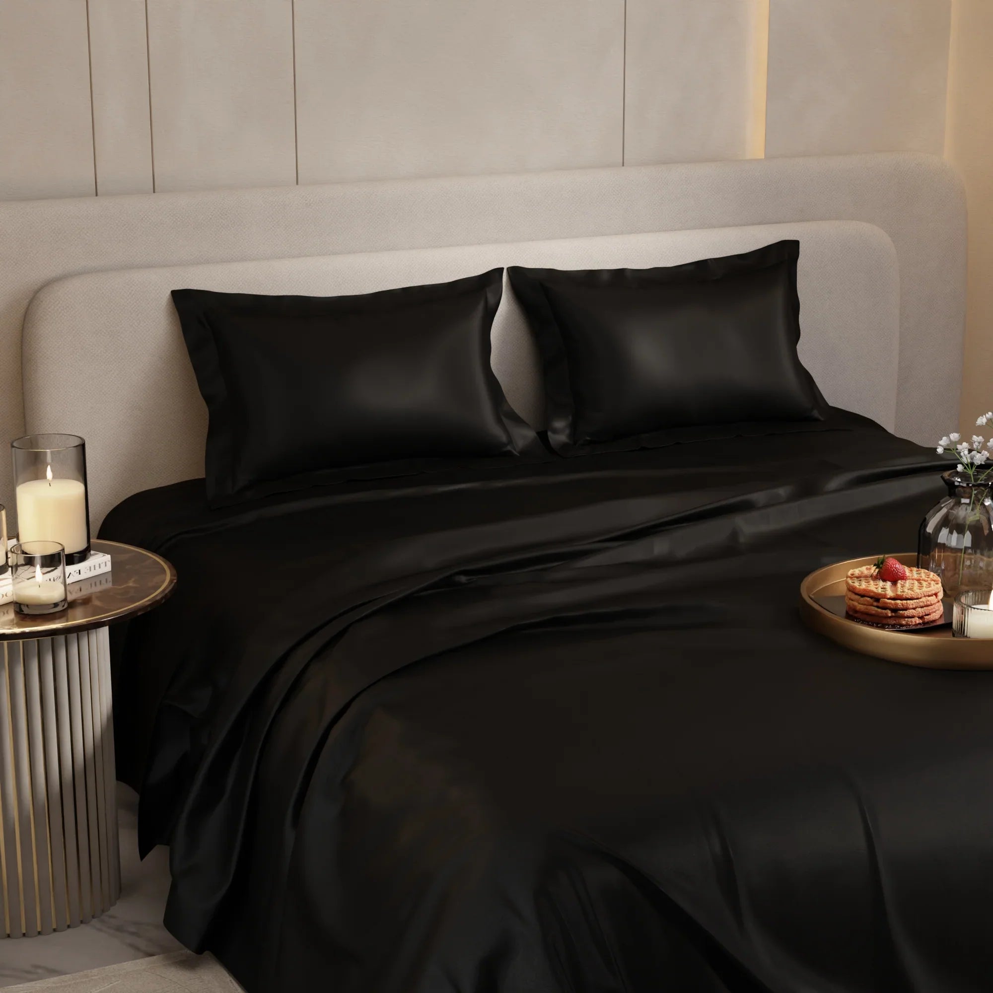 Midnight Darbar Flat Silk Double Bedsheet