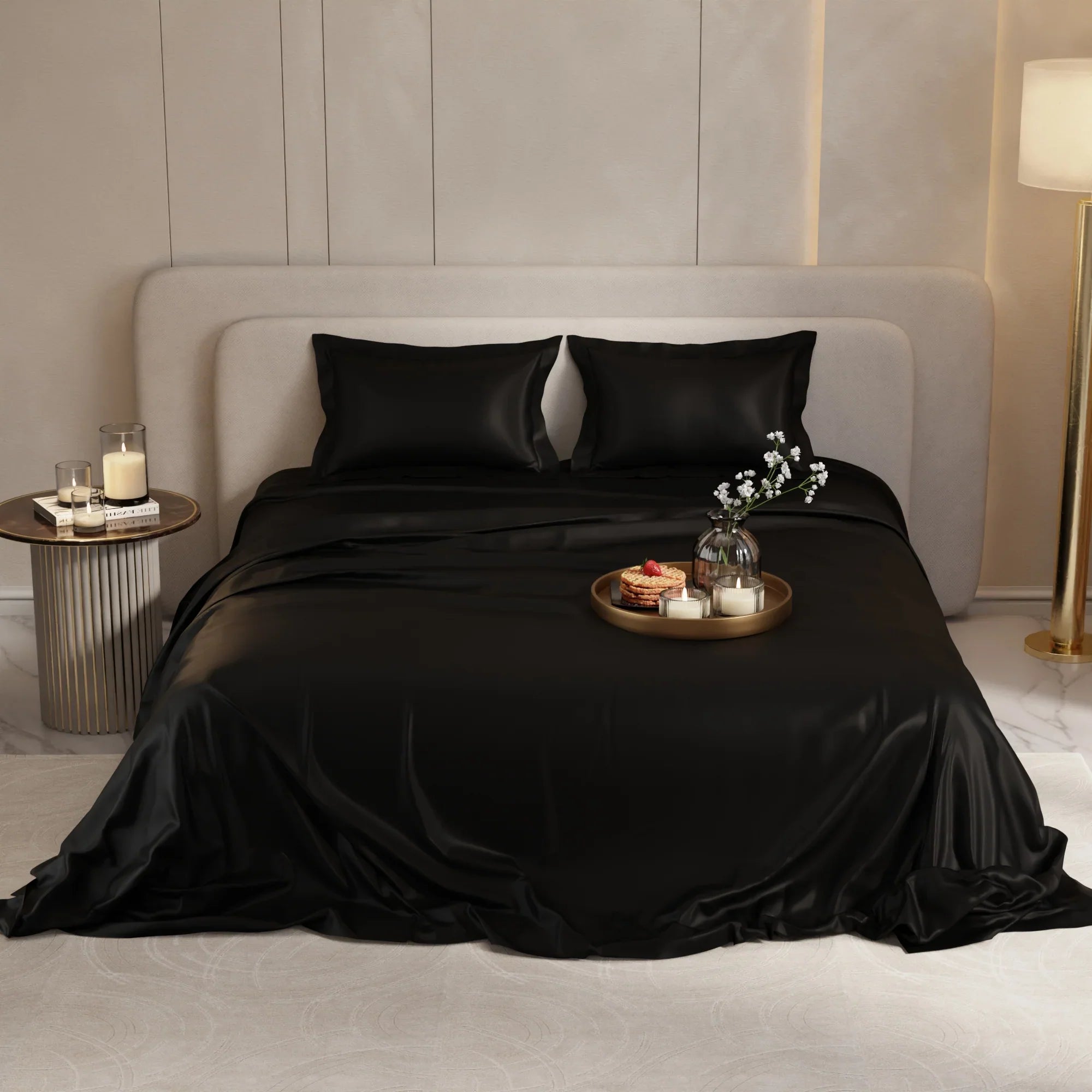 Midnight Darbar Flat Silk Double Bedsheet