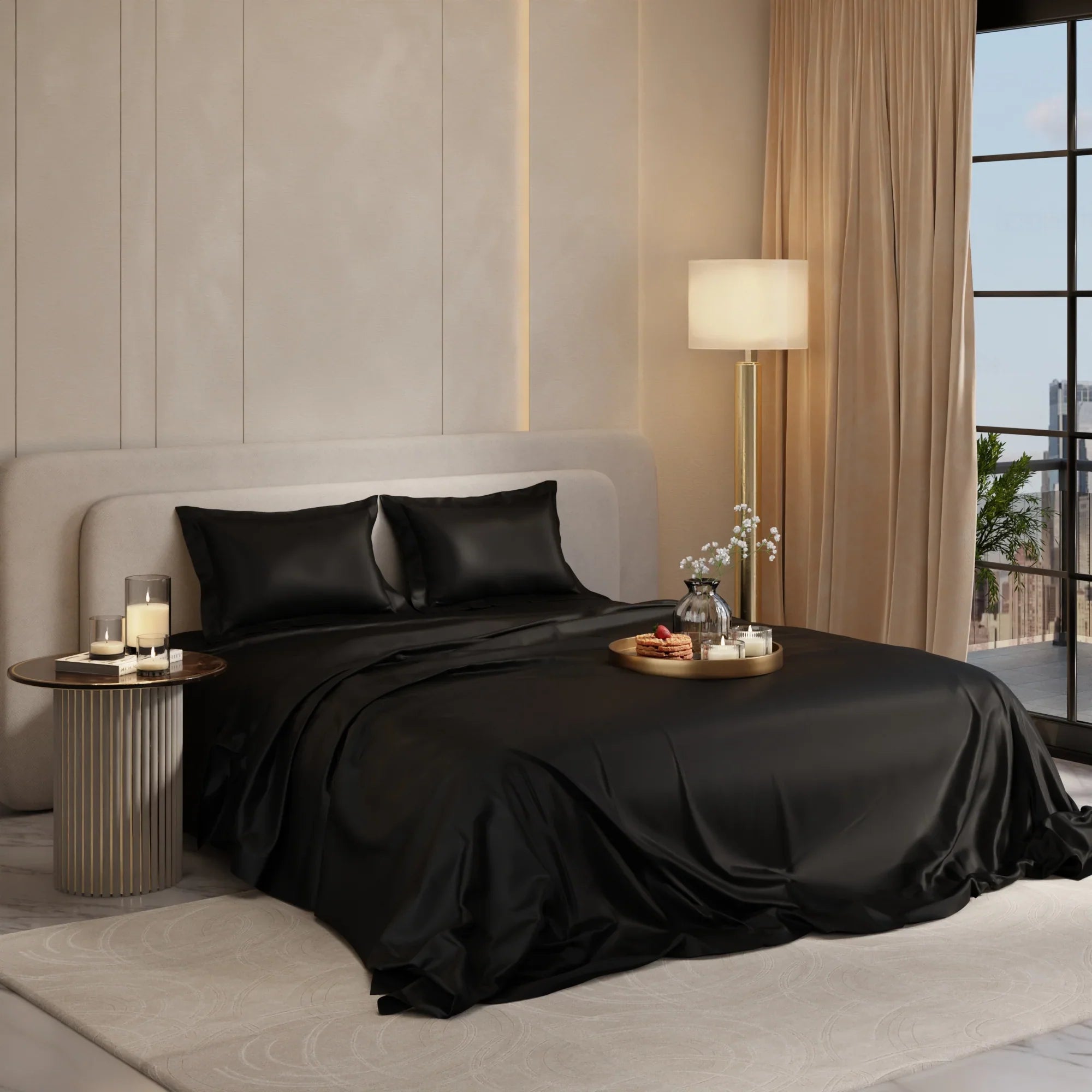 Midnight Darbar Flat Silk Double Bedsheet