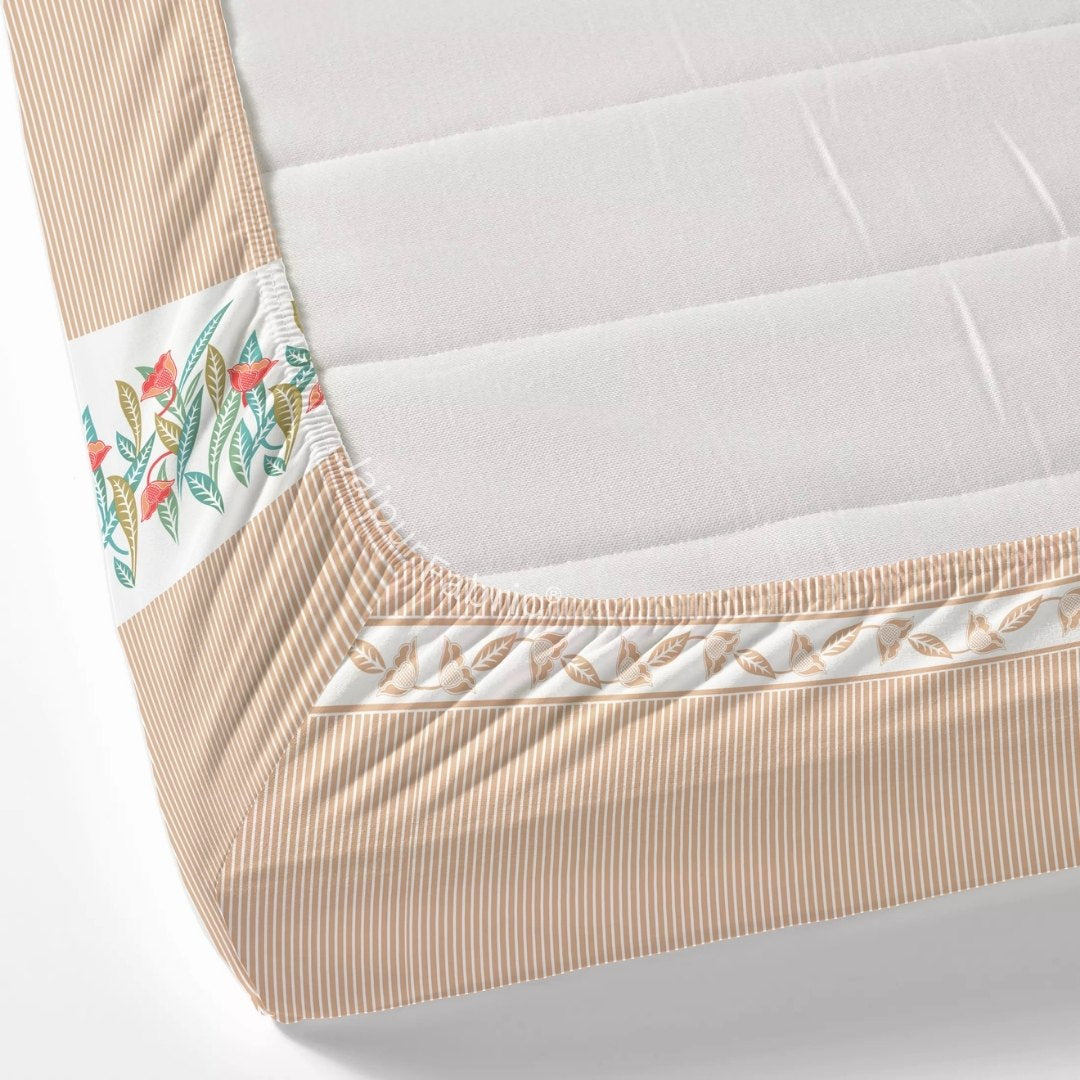 Peach Eco Friendly Pure Cotton Fitted BedSheet