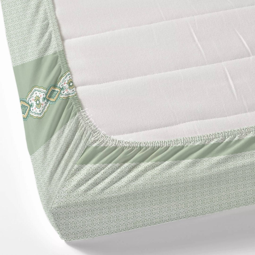 Light Green Oasis Pure Cotton Fitted BedSheet