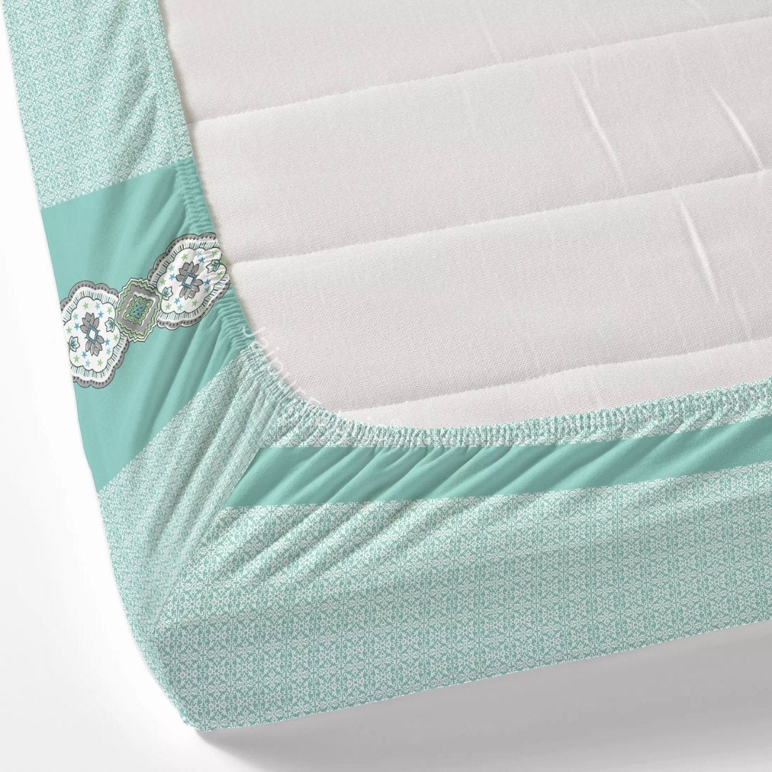 Sea Green Oasis Pure Cotton Fitted BedSheet