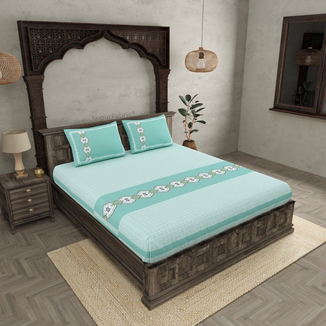 Sea Green Oasis Pure Cotton Fitted BedSheet