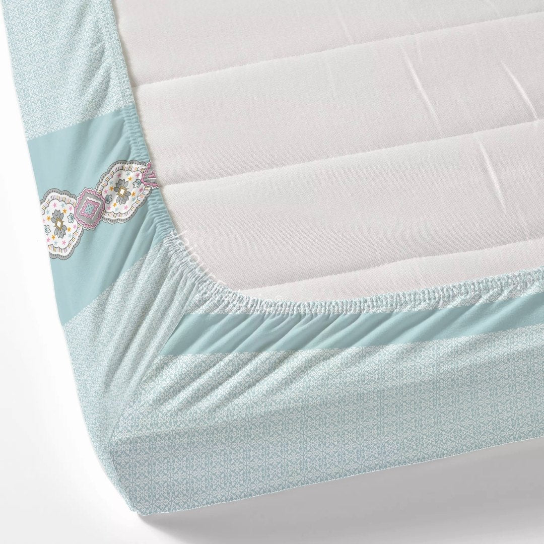 Blue Oasis Pure Cotton Fitted BedSheet