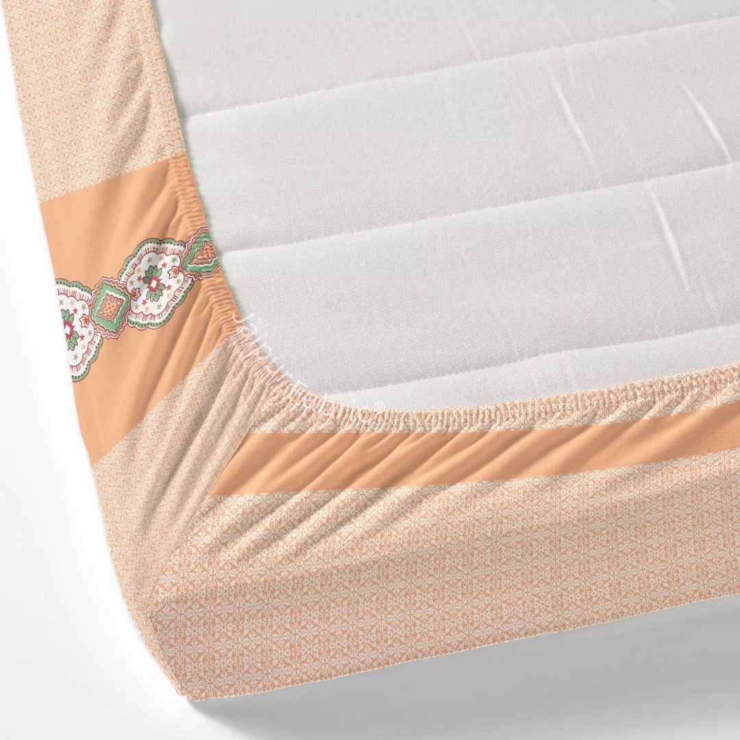 Peach Oasis Pure Cotton Fitted BedSheet