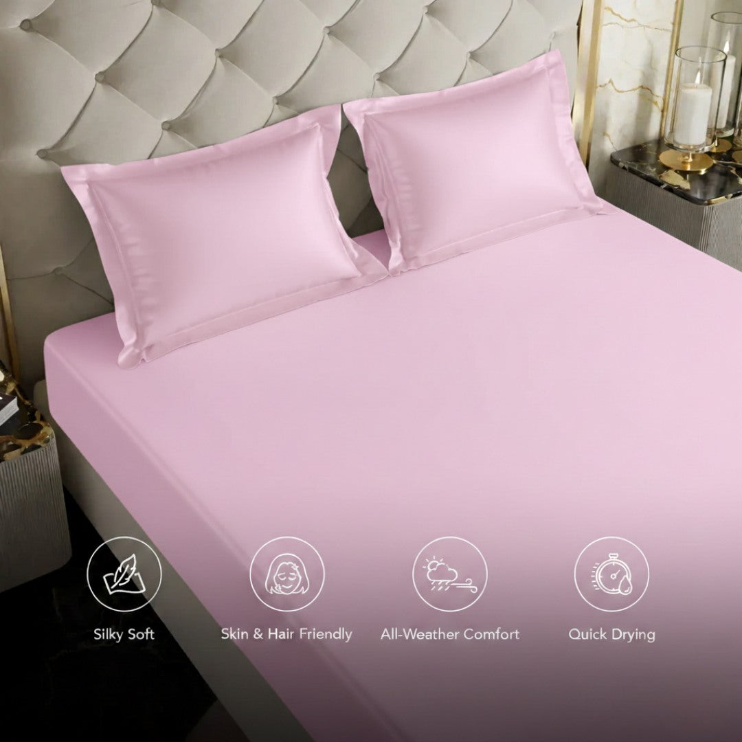 Jaipur Rose Fitted Silk Double Bedsheet