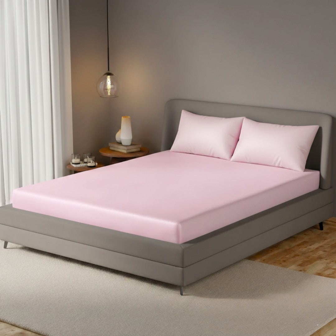 Jaipur Rose Fitted Silk Double Bedsheet