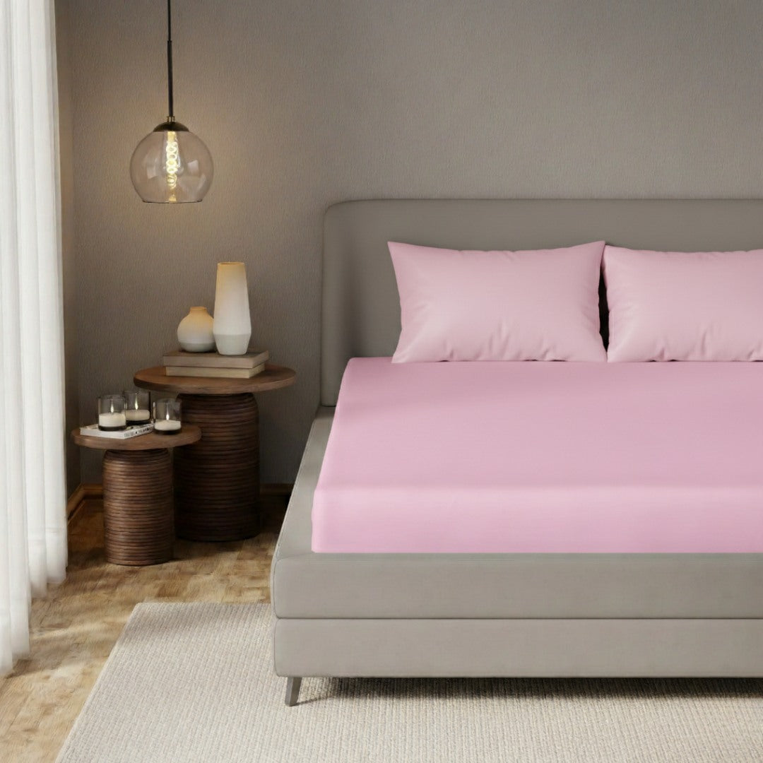 Jaipur Rose Fitted Silk Double Bedsheet