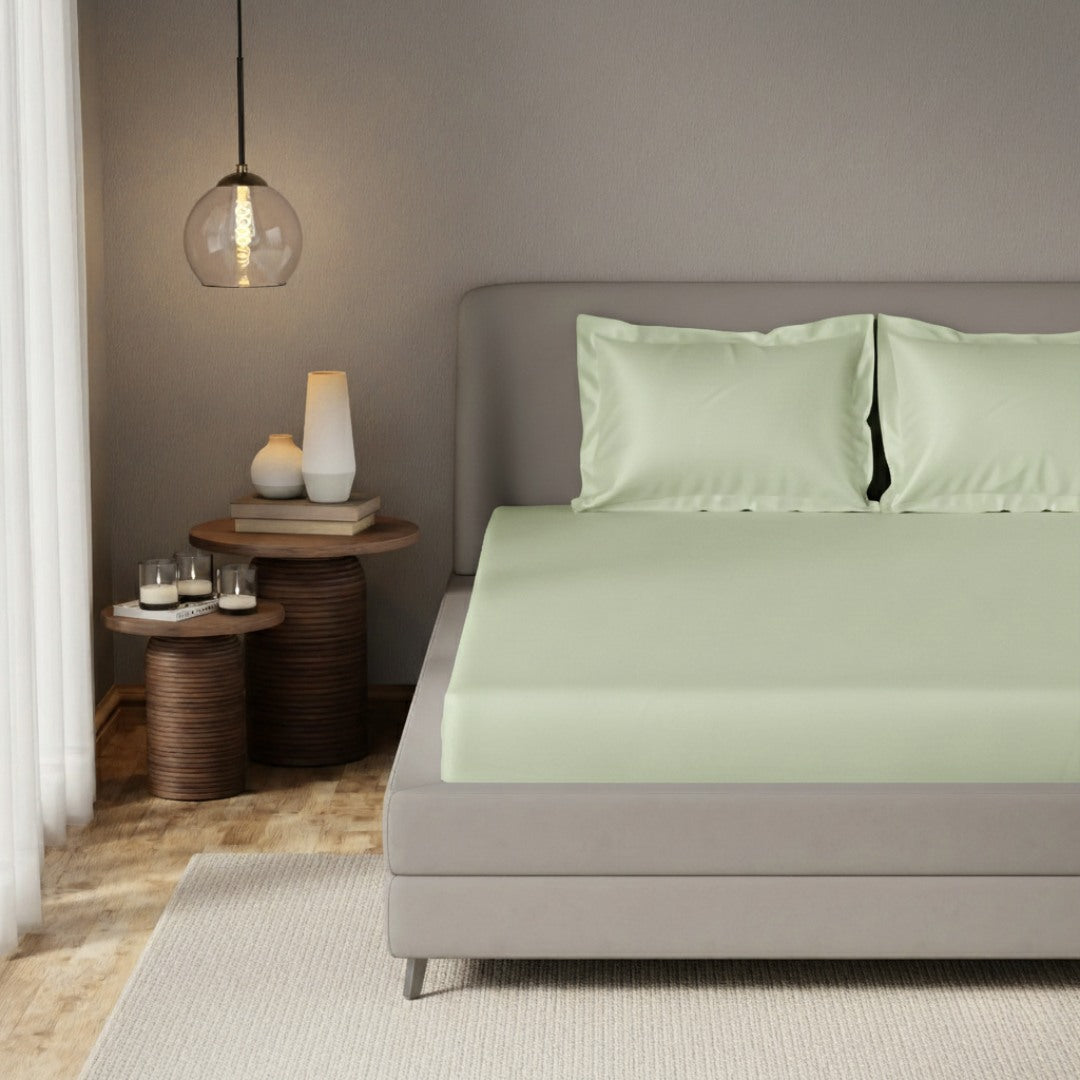 Echo Mint Fitted Silk Double Bedsheet