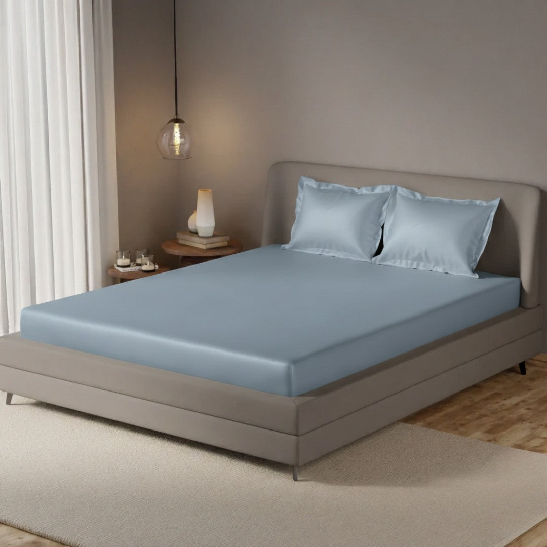Indus Twilight Fitted Silk Double Bedsheet