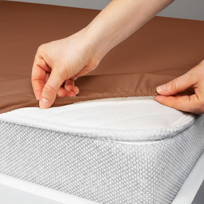 Terra Copper Fitted Silk Double Bedsheet