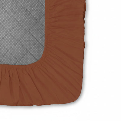 Terra Copper Fitted Silk Double Bedsheet