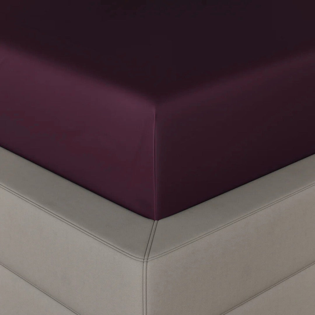 Caspian Wine Fitted Silk Double Bedsheet