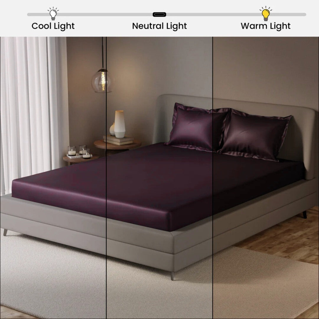 Caspian Wine Fitted Silk Double Bedsheet