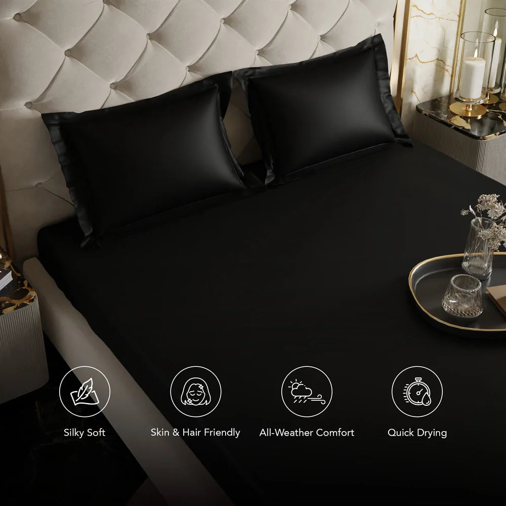 Midnight Darbar Fitted Silk Double Bedsheet