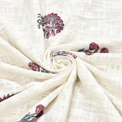 Pink & Blue Paisley Block Print Double Bed Cover Set in TNT Fabric (Textured Natural Touch)