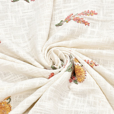Yellow & Pink Floral Block Print Double Bed Cover Set in TNT Fabric (Textured Natural Touch)
