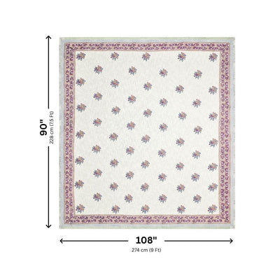 Purple & Multi-Color Floral Block Print Double Bed Cover Set in TNT Fabric (Textured Natural Touch)