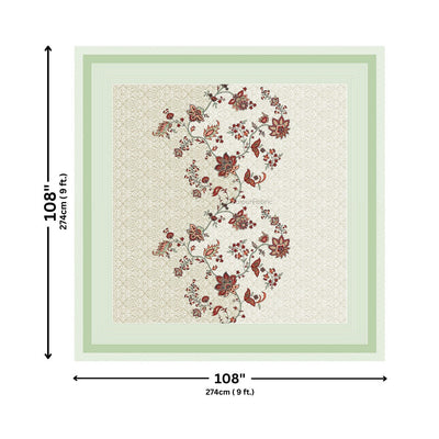 Olive Elegance Floral Vine King Size Bedsheet