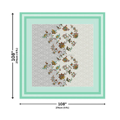 Mint Grey Dual Tone Floral Vine King Size Bedsheet