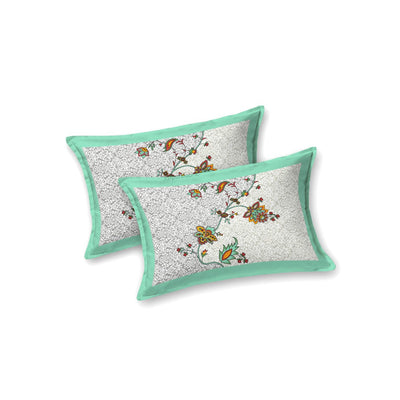 Mint Grey Dual Tone Floral Vine King Size Bedsheet