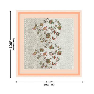 Peach Harmony Floral Vine King Size Bedsheet
