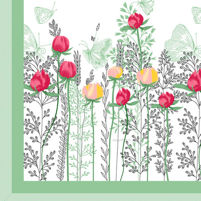 Mint Green Spring Garden Butterfly King Size Bedsheet