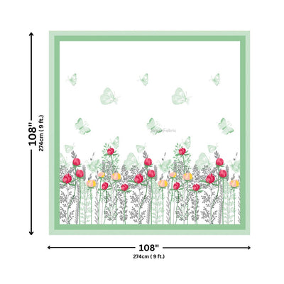 Mint Green Spring Garden Butterfly King Size Bedsheet