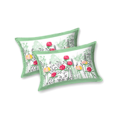 Mint Green Spring Garden Butterfly King Size Bedsheet