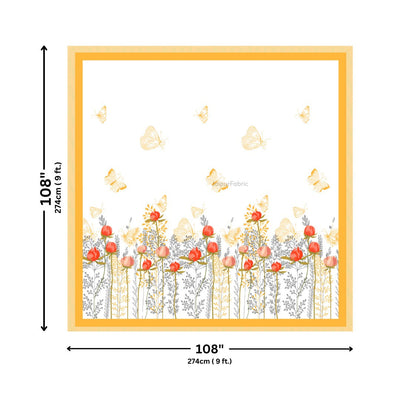Golden Bloom Butterfly Field King Size Bedsheet