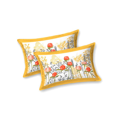 Golden Bloom Butterfly Field King Size Bedsheet